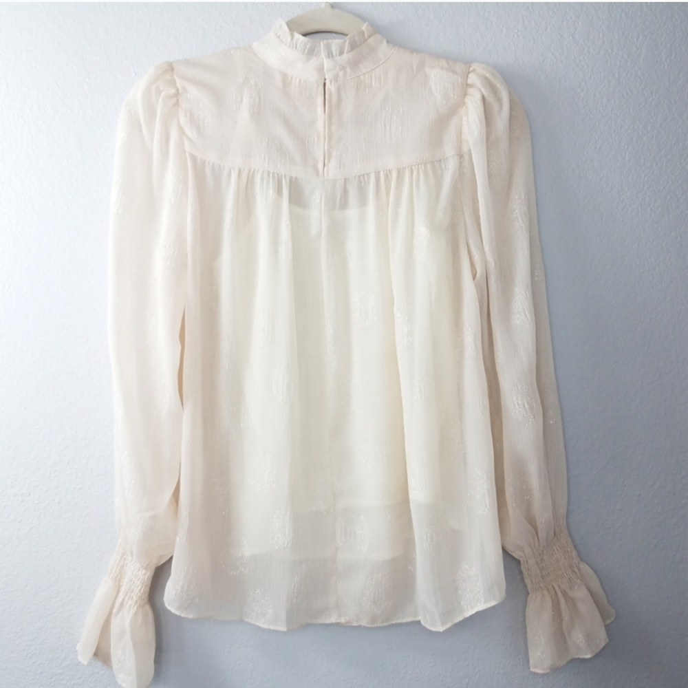 Beige Mock Neck Blouse with Camisole - Picture 8 of 10